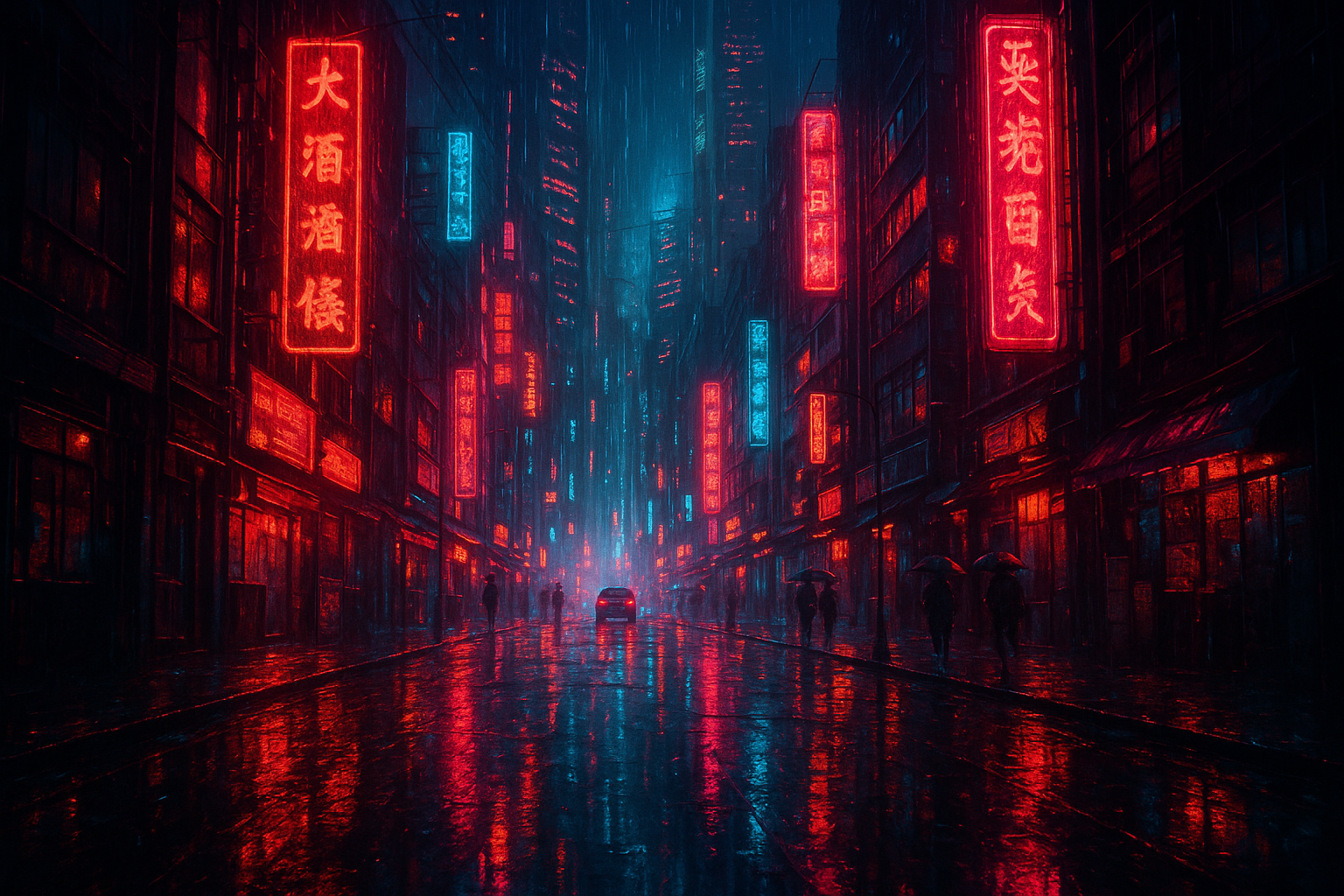 Neon Cyberpunk City In Rain Cyberpunk Wallpaper 1 4K 2