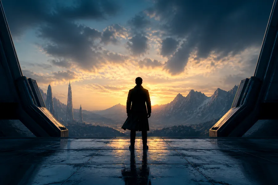 Action Movie Hero Silhouette At Sunset Without Logos Movie Wallpaper 2 4K 3