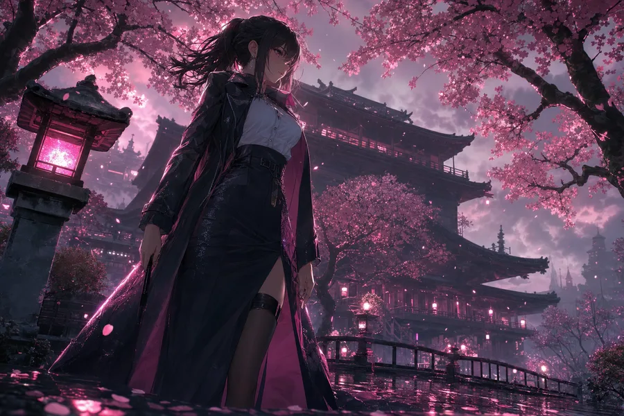 Adult Anime Heroine Under Cherry Blossoms, Safe For Work, Fully Clothed Anime Wallpaper  17 4K