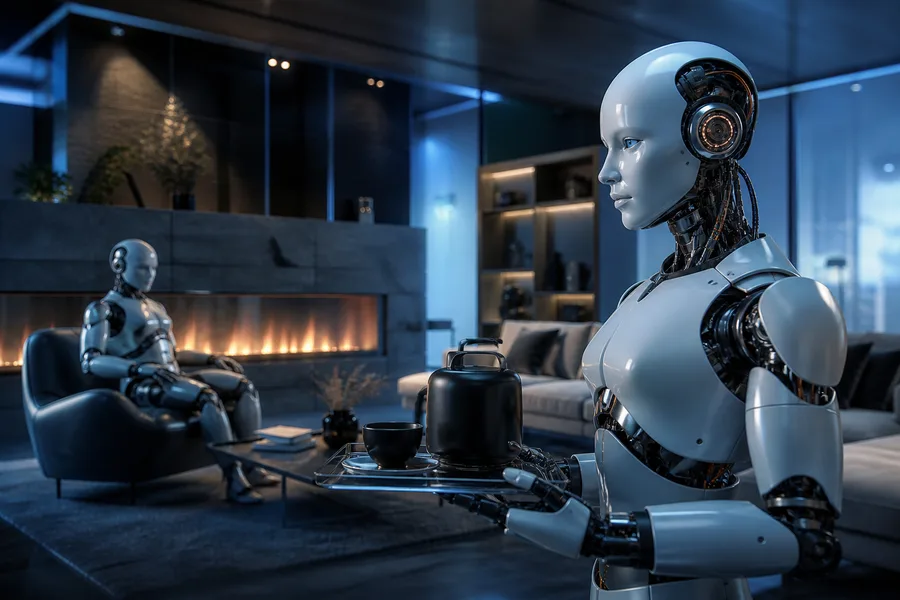 AI Robot Assistant In Modern Home Robots Wallpaper  8 4K