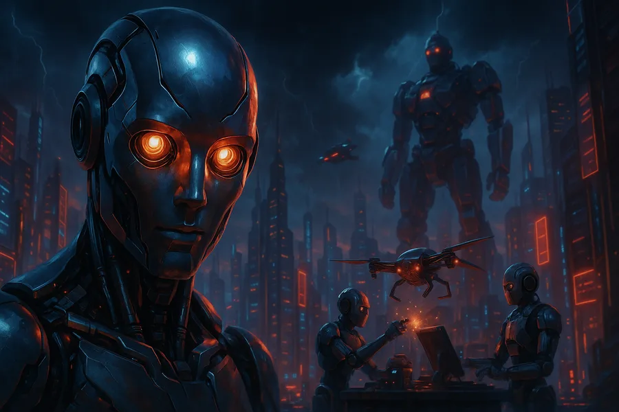 Android Face Closeup With Glowing Eyes Robots Wallpaper 13 4K