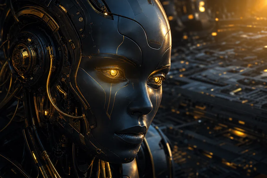 Android Face Closeup With Glowing Eyes Robots Wallpaper 5 4K 10