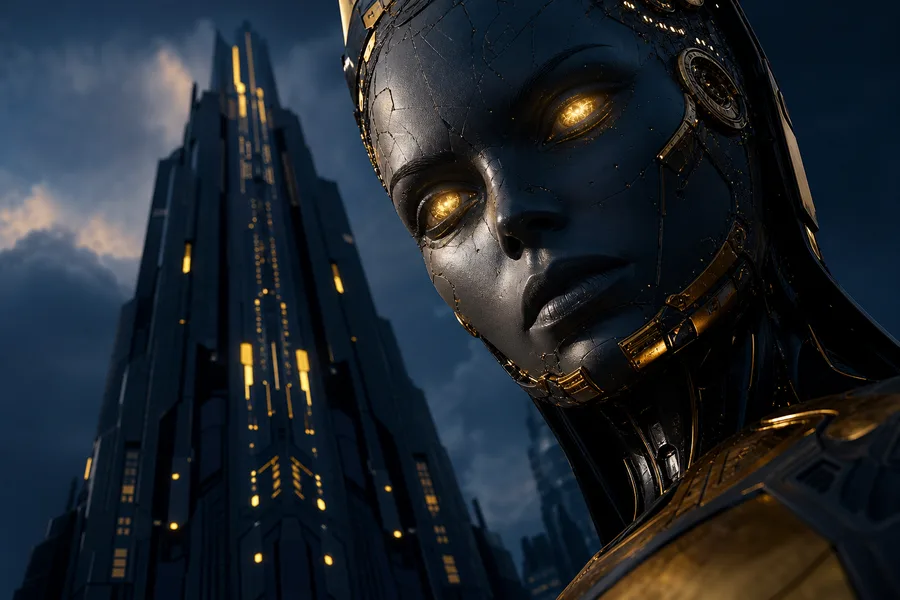 Android Face Closeup With Glowing Eyes Robots Wallpaper  5 4K
