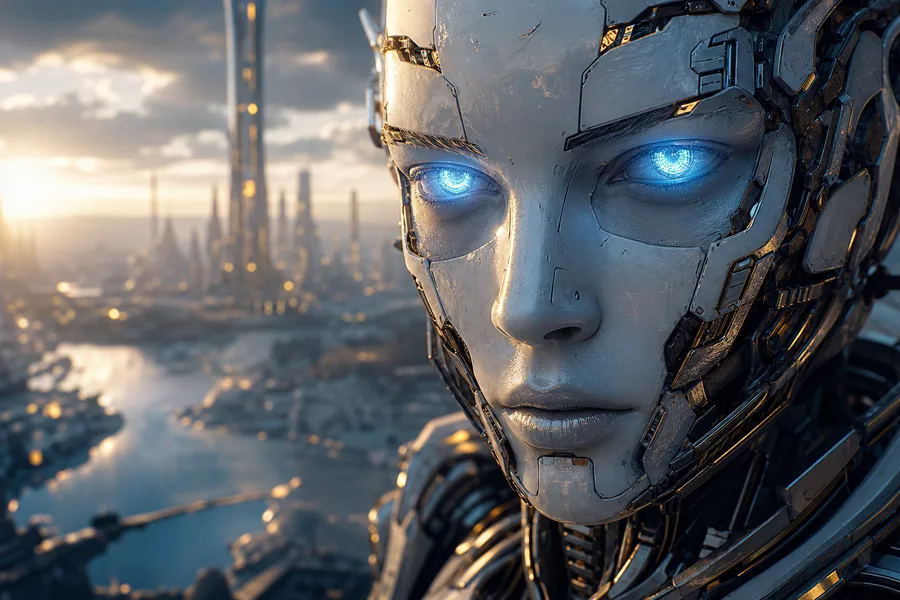 Android Face Closeup With Glowing Eyes Robots Wallpaper 5 4K 4
