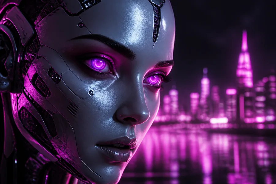 Android Face Closeup With Glowing Eyes Robots Wallpaper 5 4K 8