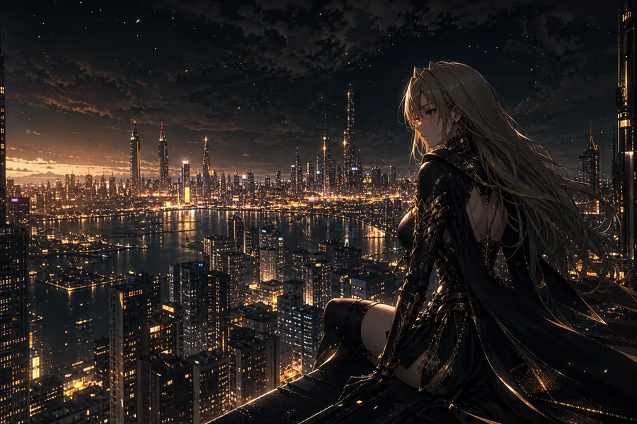 Anime City Rooftop Sunset Scene, Safe For Work, No Minors Anime Wallpaper  22 4K