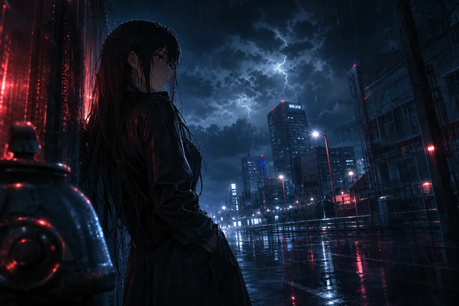 Anime City Street In Rain At Night Anime Wallpaper  19 4K