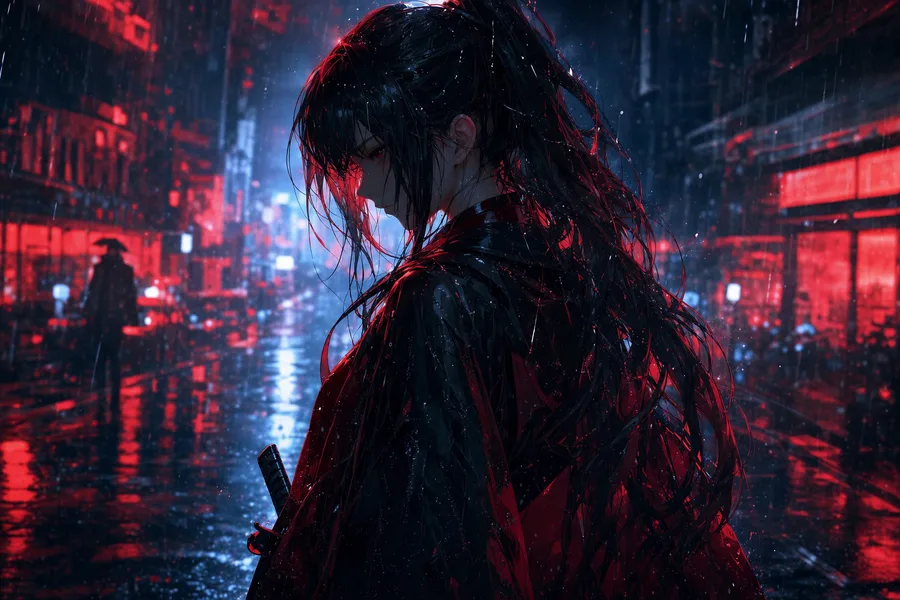 Anime City Street In Rain At Night Anime Wallpaper 19 4K 2