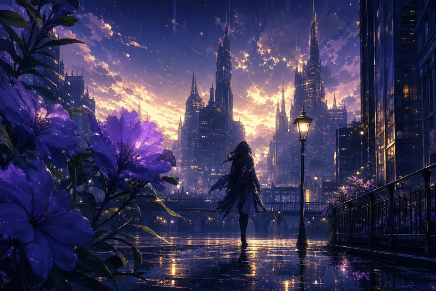 Anime City Street In Rain At Night Anime Wallpaper 19 4K 3