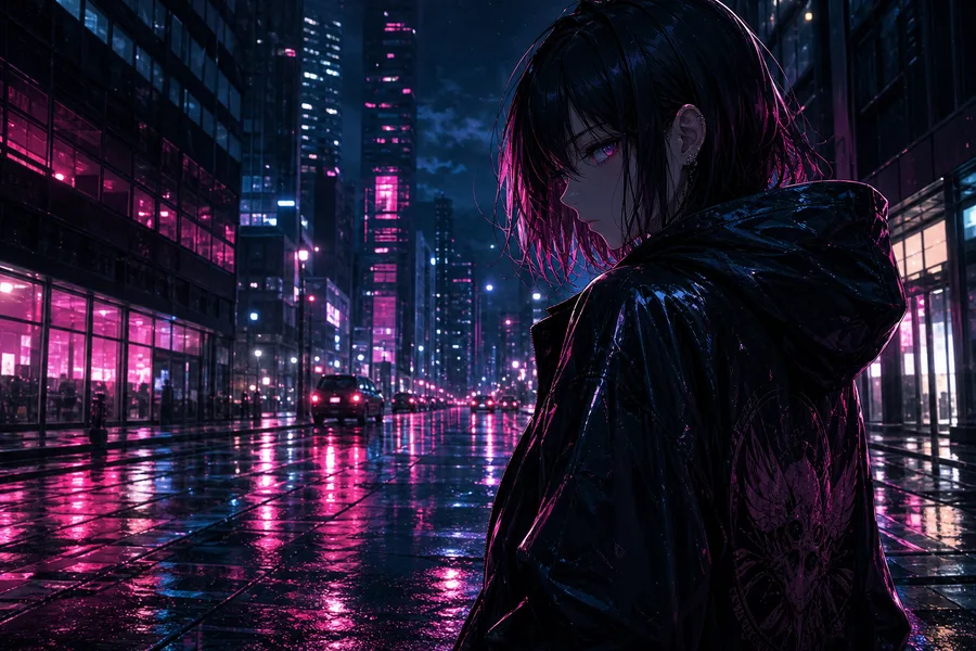 Anime City Street In Rain At Night Anime Wallpaper 19 4K 4