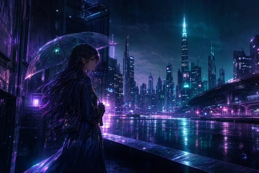 Anime City Street In Rain At Night Anime Wallpaper  19 4K