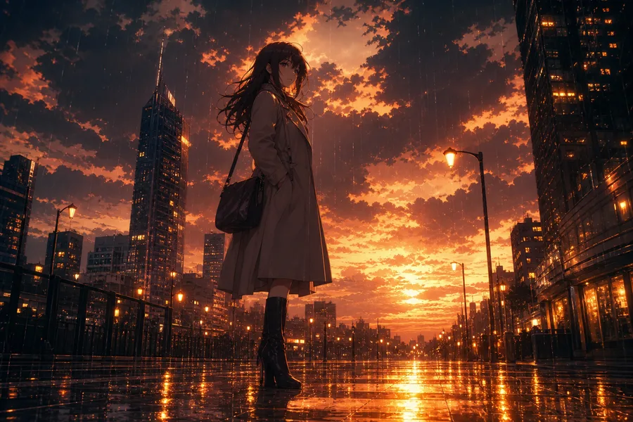 Anime City Street In Rain At Night Anime Wallpaper  19 4K