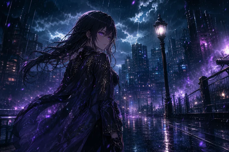 Anime City Street In Rain At Night Anime Wallpaper  19 4K