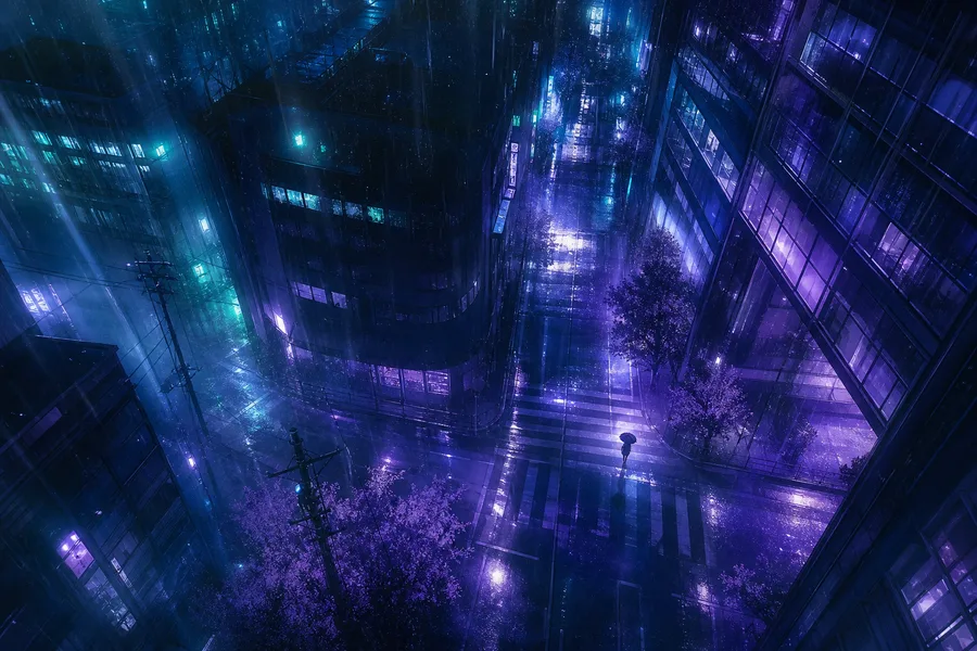 Anime City Street In Rain At Night Anime Wallpaper 3 4K 10