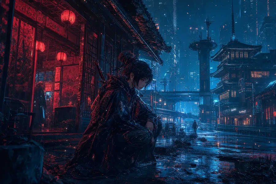 Anime City Street In Rain At Night Anime Wallpaper 3 4K 16