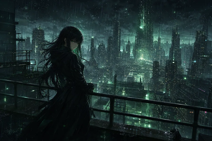 Anime City Street In Rain At Night Anime Wallpaper  3 4K