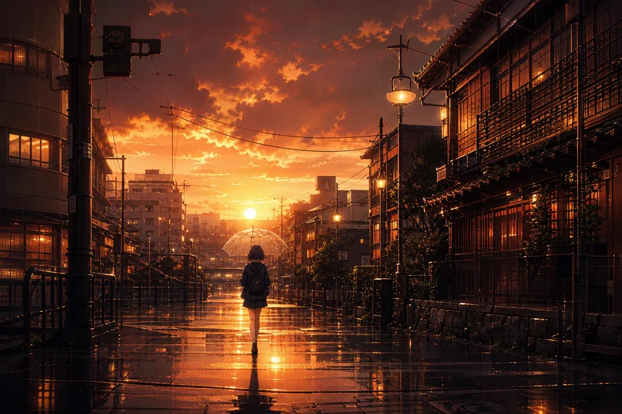 Anime City Street In Rain At Night Anime Wallpaper 3 4K 5