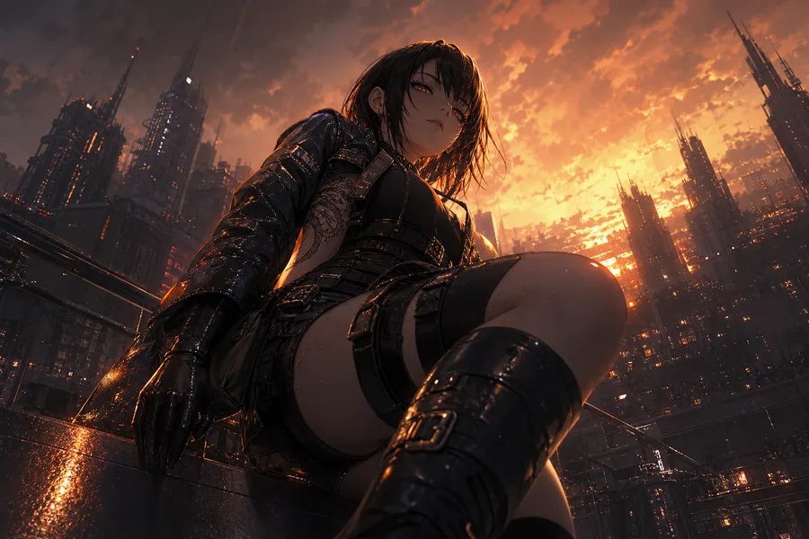 Anime Cyberpunk Girl With Neon Lights Anime Wallpaper 13 4K 5