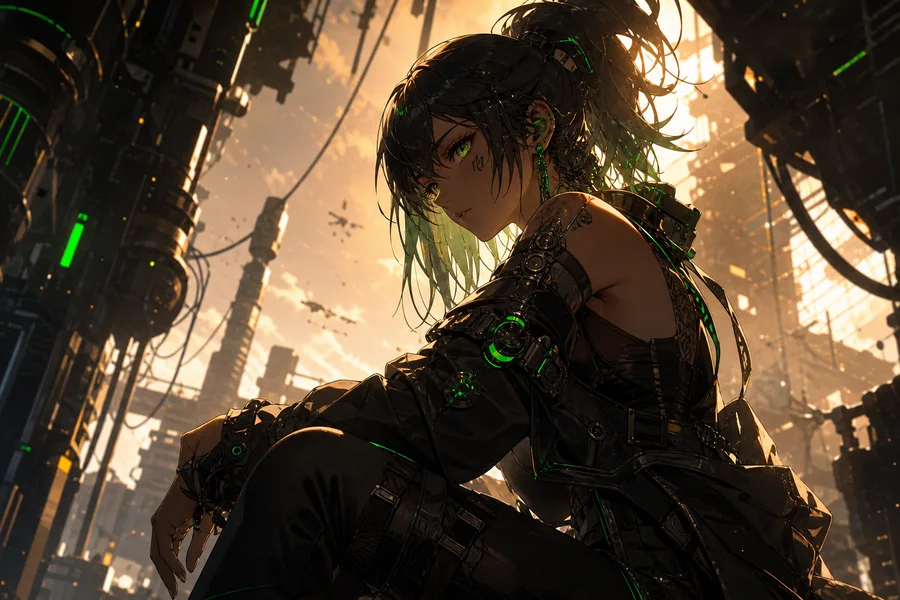 Anime Cyberpunk Girl With Neon Lights Anime Wallpaper 21 4K 4