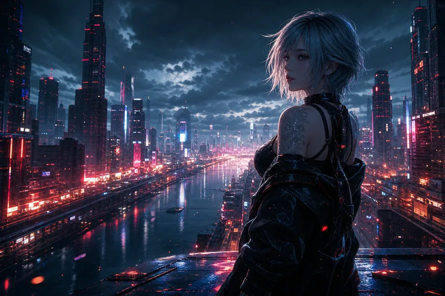 Anime Cyberpunk Girl With Neon Lights Anime Wallpaper 21 4K