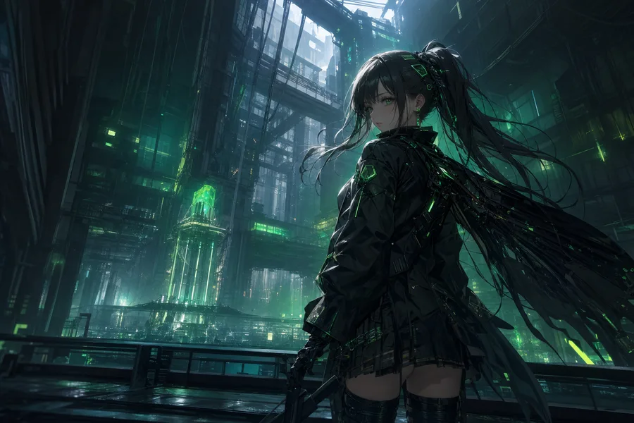 Anime Cyberpunk Girl With Neon Lights Anime Wallpaper 5 4K 11