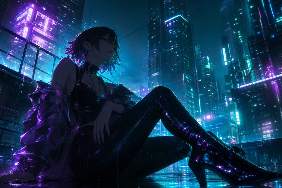 Anime Cyberpunk Girl With Neon Lights Anime Wallpaper 5 4K 5
