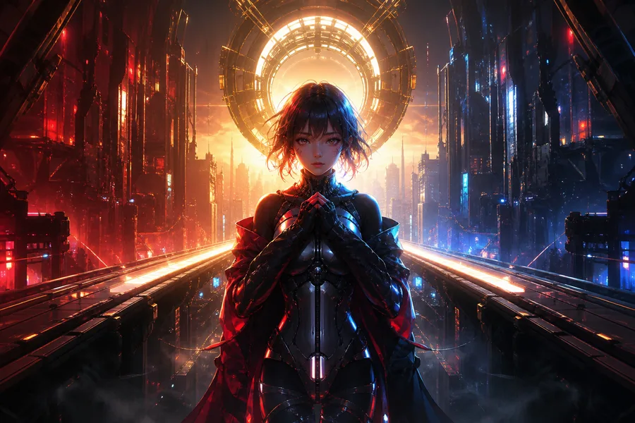 Anime Cyberpunk Girl With Neon Lights Anime Wallpaper 5 4K 6