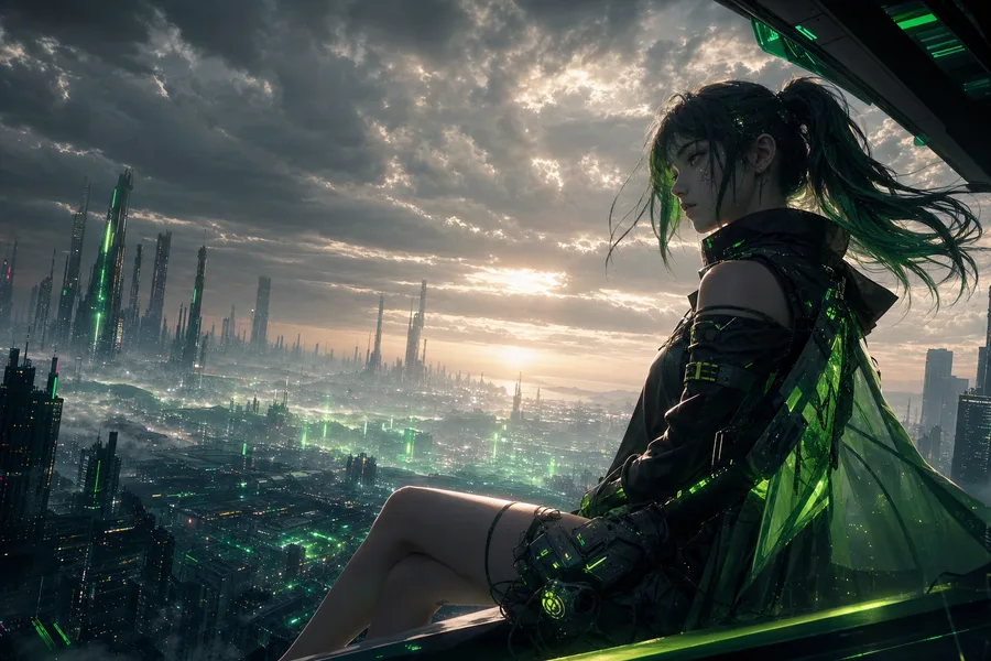 Anime Cyberpunk Girl With Neon Lights Anime Wallpaper 5 4K 8