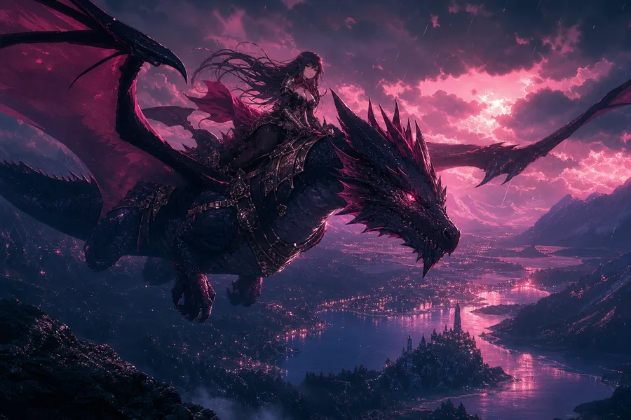 Anime Dragon Flying Over Valley Anime Wallpaper  15 4K
