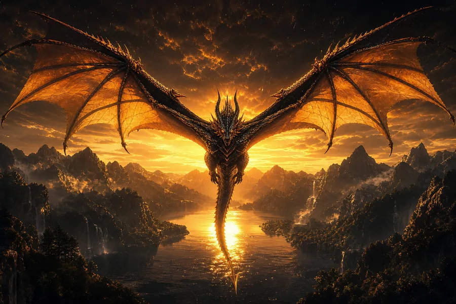 Anime Dragon Flying Over Valley Anime Wallpaper 15 4K 2