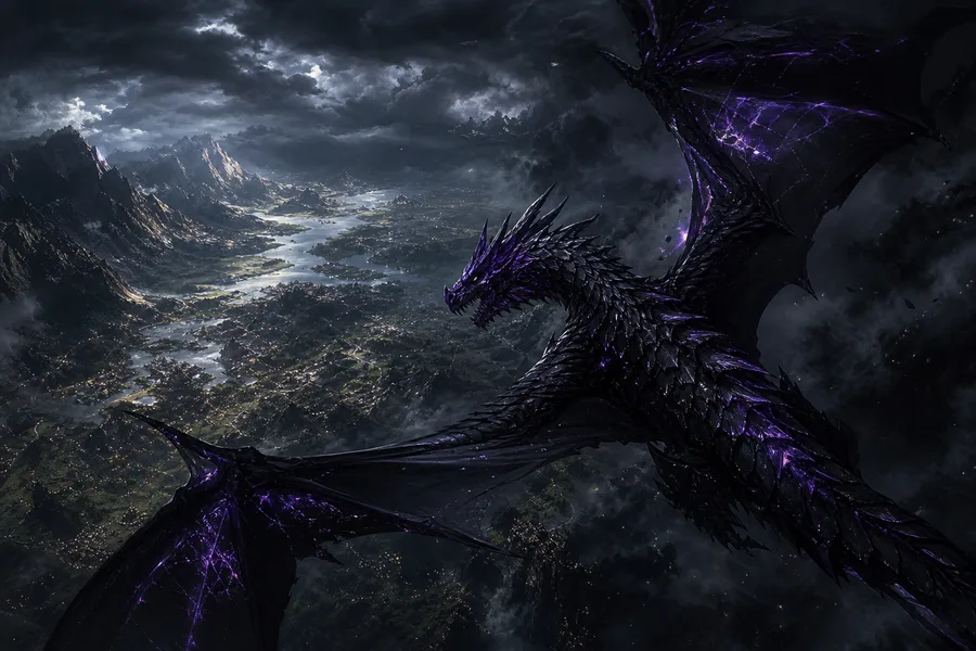 Anime Dragon Flying Over Valley Anime Wallpaper 15 4K