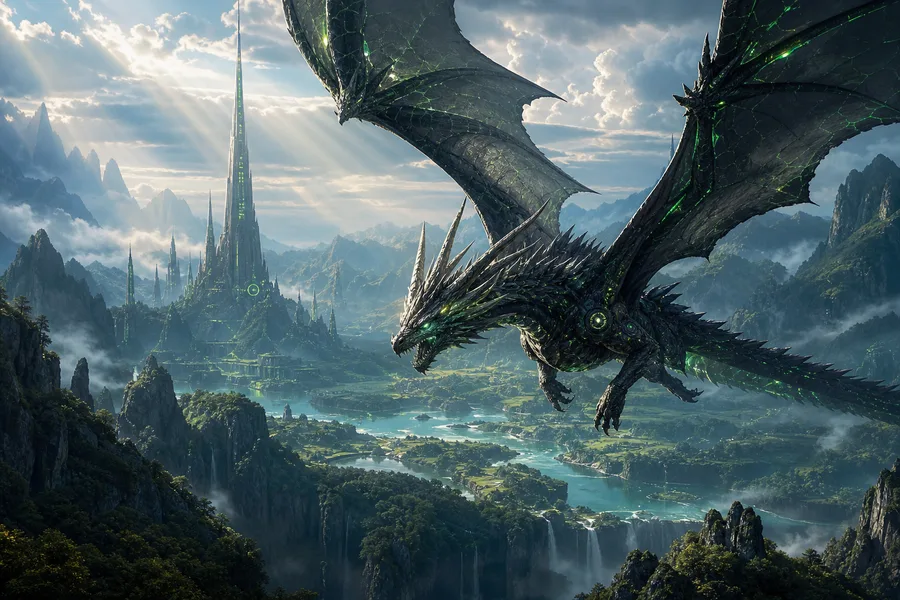 Anime Dragon Flying Over Valley Anime Wallpaper 23 4K 2