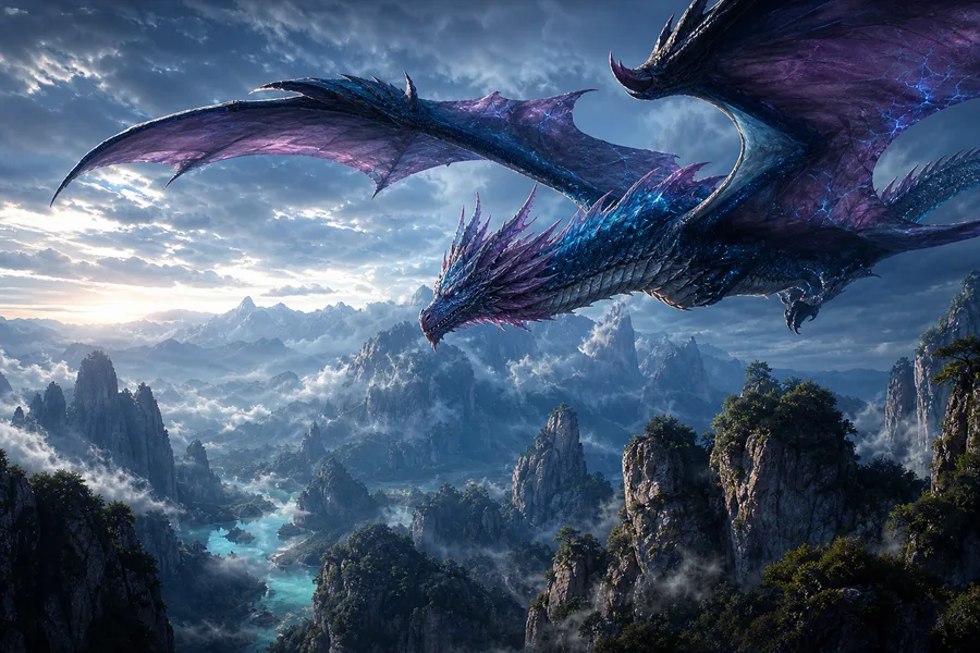 Anime Dragon Flying Over Valley Anime Wallpaper 23 4K