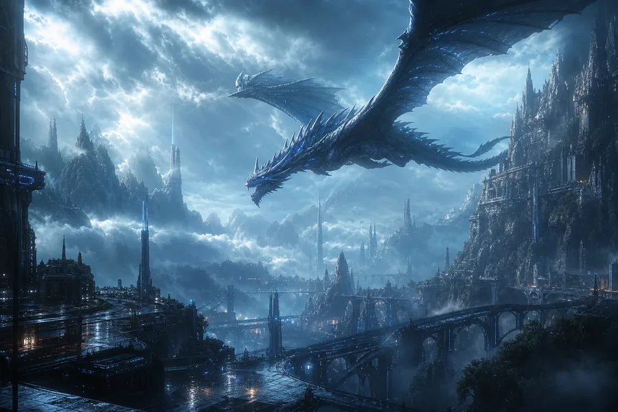 Anime Dragon Flying Over Valley Anime Wallpaper 7 4K 3