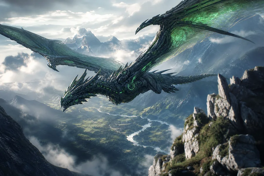 Anime Dragon Flying Over Valley Anime Wallpaper 7 4K 4