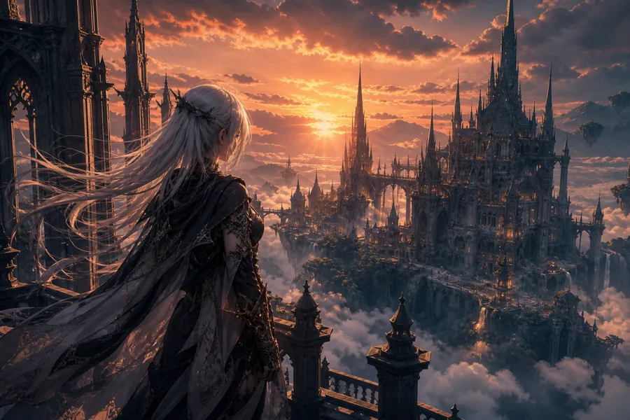 Anime Fantasy Castle Floating In Clouds Anime Wallpaper 12 4K 2