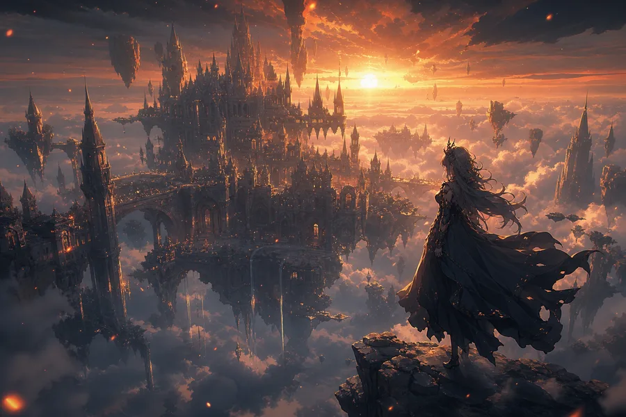 Anime Fantasy Castle Floating In Clouds Anime Wallpaper 12 4K