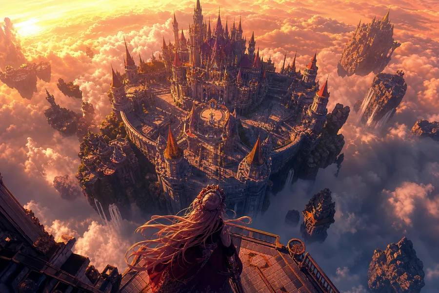 Anime Fantasy Castle Floating In Clouds Anime Wallpaper 4 4K 13