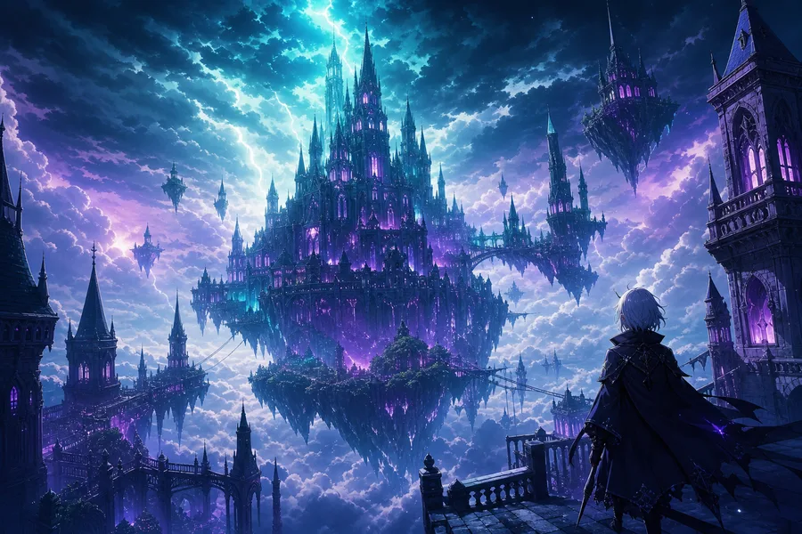 Anime Fantasy Castle Floating In Clouds Anime Wallpaper 4 4K 17
