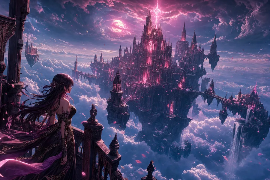 Anime Fantasy Castle Floating In Clouds Anime Wallpaper  4 4K