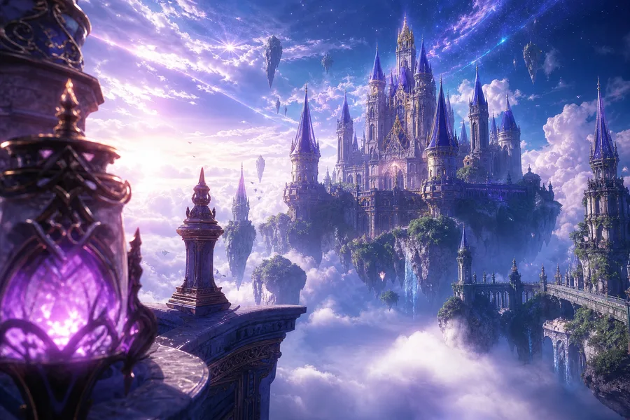 Anime Fantasy Castle Floating In Clouds Anime Wallpaper 4 4K 4