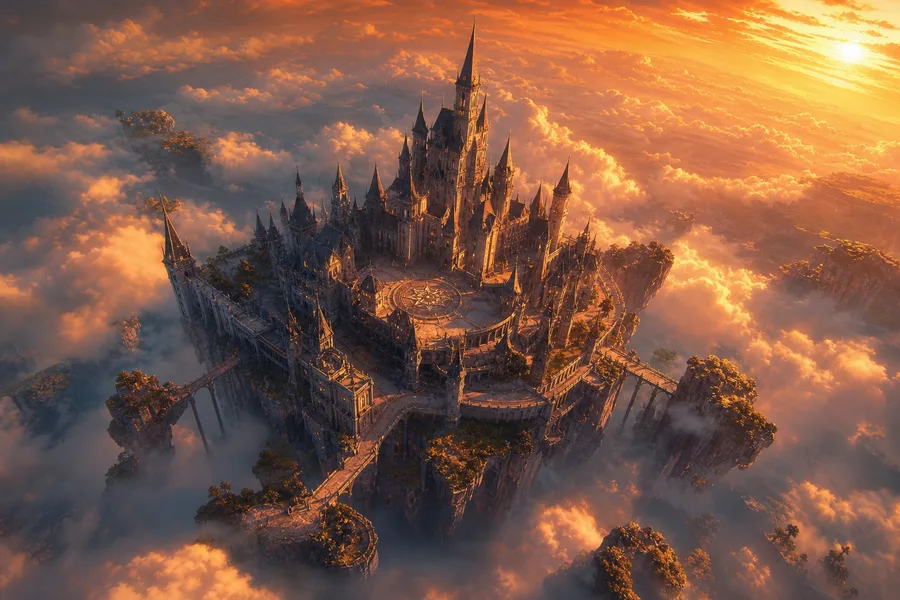 Anime Fantasy Castle Floating In Clouds Anime Wallpaper 4 4K 6