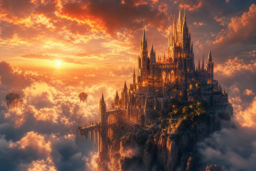 Anime Fantasy Castle Floating In Clouds Anime Wallpaper 4 4K 9