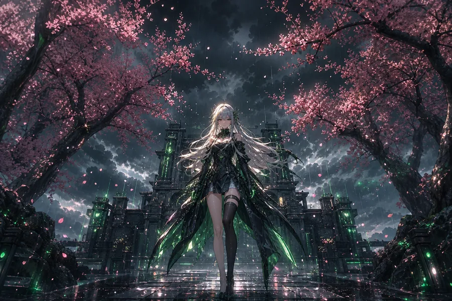 Anime Girl Standing Under Cherry Blossoms Anime Wallpaper 1 4K 13