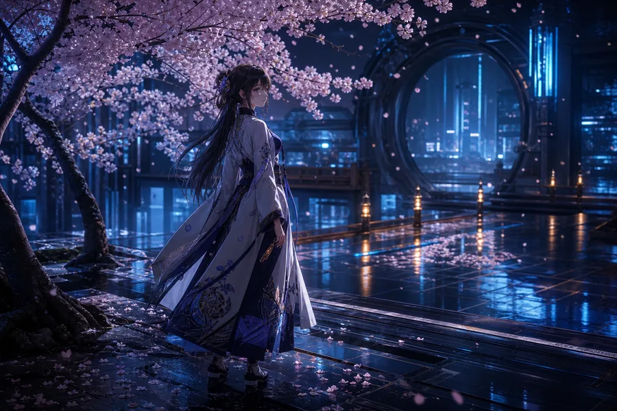 Anime Girl Standing Under Cherry Blossoms Anime Wallpaper 1 4K 14