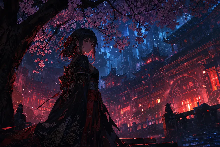 Anime Girl Standing Under Cherry Blossoms Anime Wallpaper 1 4K 15