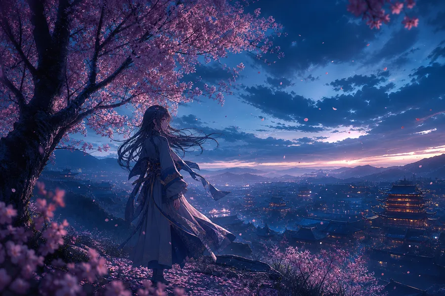 Anime Girl Standing Under Cherry Blossoms Anime Wallpaper 1 4K 17