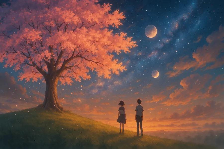 Anime Girl Standing Under Cherry Blossoms Anime Wallpaper 1 4K 2