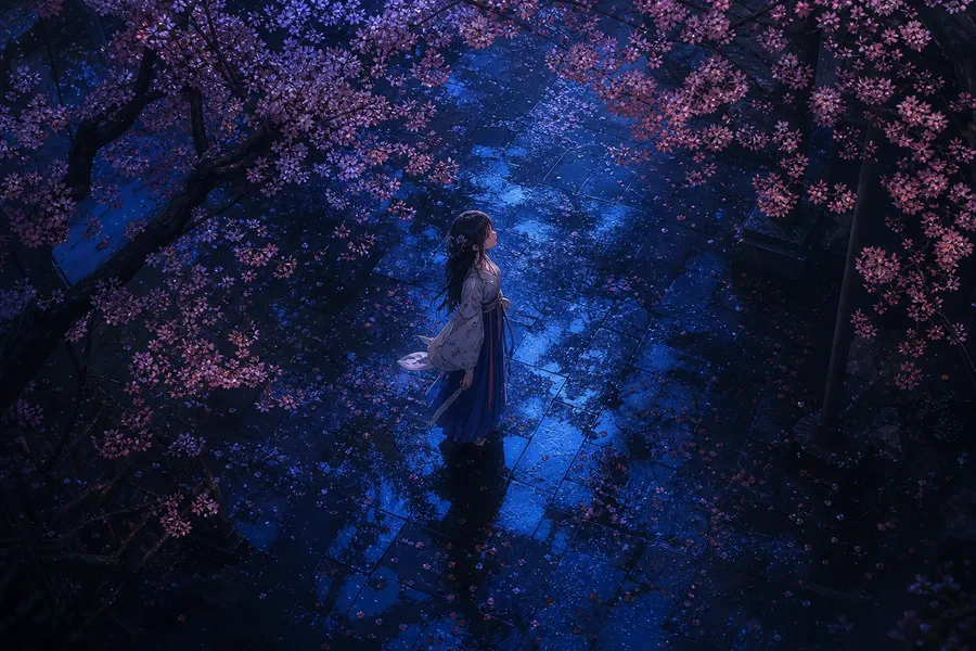 Anime Girl Standing Under Cherry Blossoms Anime Wallpaper 1 4K 9