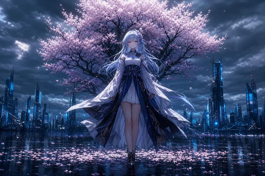 Anime Girl Standing Under Cherry Blossoms Anime Wallpaper 17 4K 4